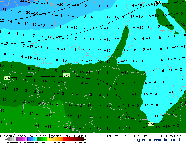 Height/Temp. 500 гПа ECMWF чт 06.06.2024 06 UTC