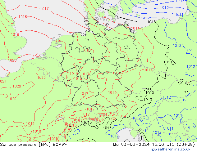 приземное давление ECMWF пн 03.06.2024 15 UTC