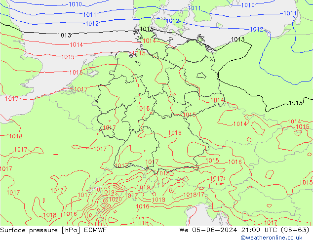 Surface pressure ECMWF We 05.06.2024 21 UTC