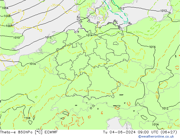 Theta-e 850hPa ECMWF mar 04.06.2024 09 UTC