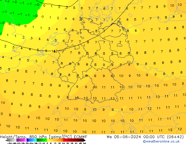 Z500/Rain (+SLP)/Z850 ECMWF We 05.06.2024 00 UTC