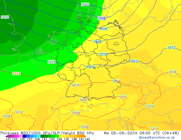 Thck 850-1000 hPa ECMWF We 05.06.2024 06 UTC