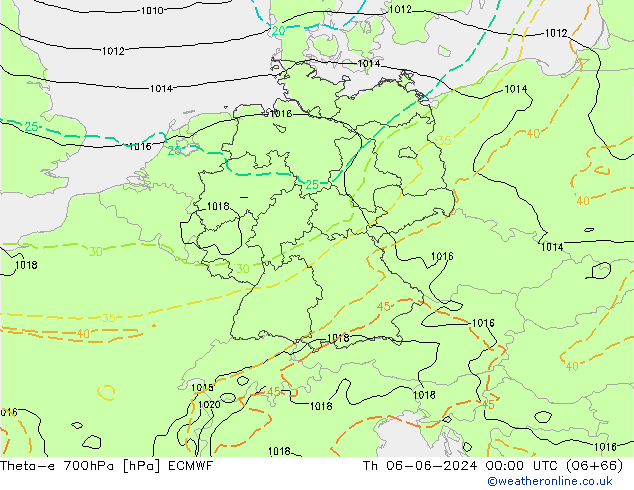 Theta-e 700hPa ECMWF Th 06.06.2024 00 UTC