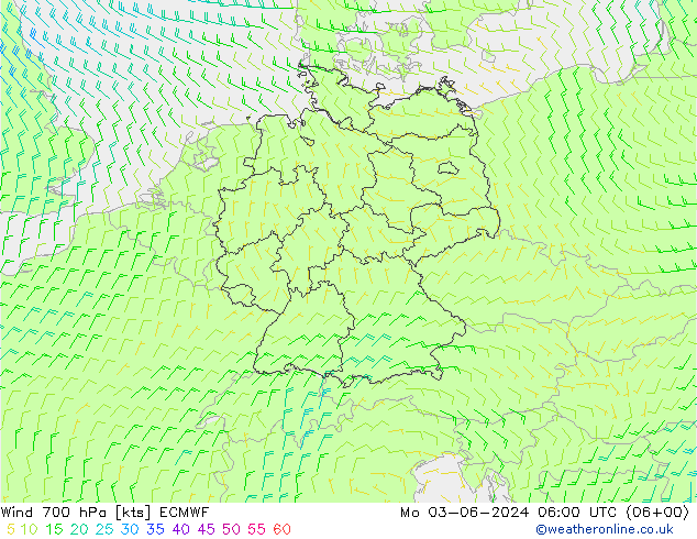 风 700 hPa ECMWF 星期一 03.06.2024 06 UTC