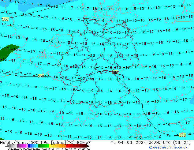 Height/Temp. 500 hPa ECMWF Ter 04.06.2024 06 UTC