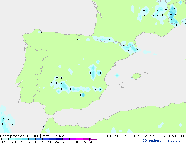 Précipitation (12h) ECMWF mar 04.06.2024 06 UTC