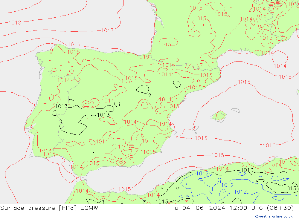 ciśnienie ECMWF wto. 04.06.2024 12 UTC