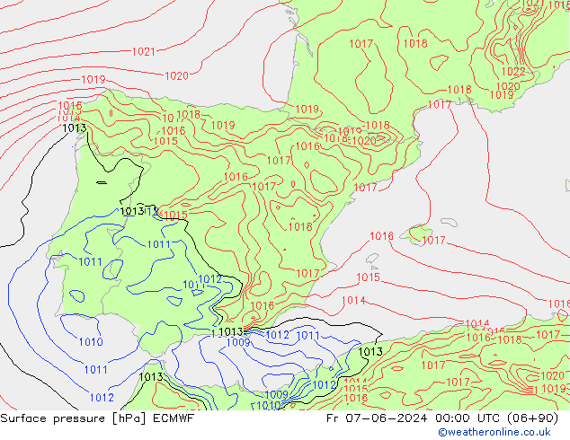 Surface pressure ECMWF Fr 07.06.2024 00 UTC