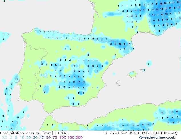 Toplam Yağış ECMWF Cu 07.06.2024 00 UTC