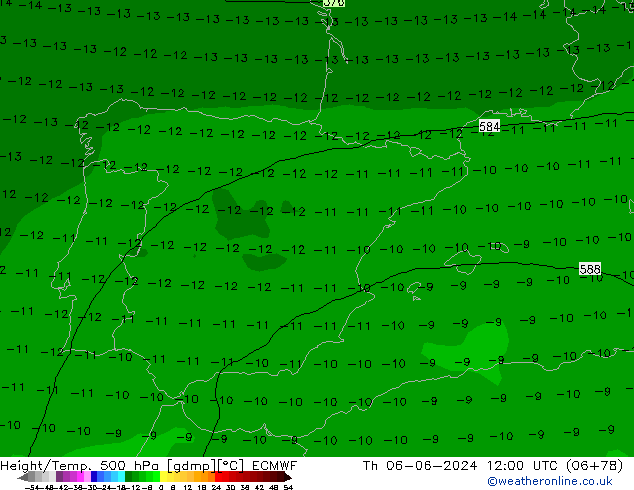 Z500/Yağmur (+YB)/Z850 ECMWF Per 06.06.2024 12 UTC