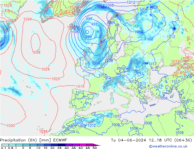 Z500/Rain (+SLP)/Z850 ECMWF Tu 04.06.2024 18 UTC