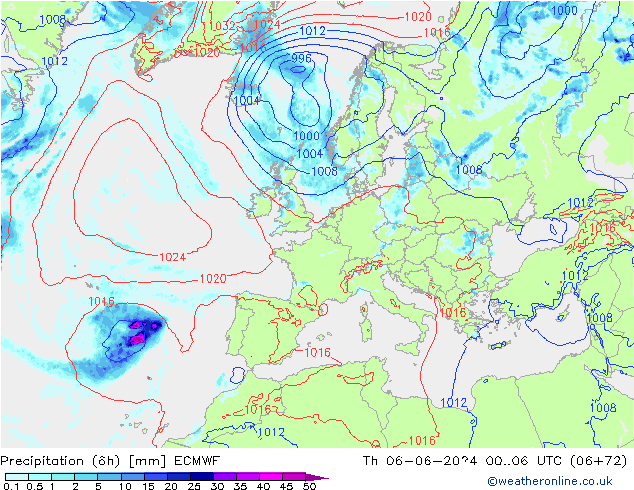 Z500/Regen(+SLP)/Z850 ECMWF do 06.06.2024 06 UTC