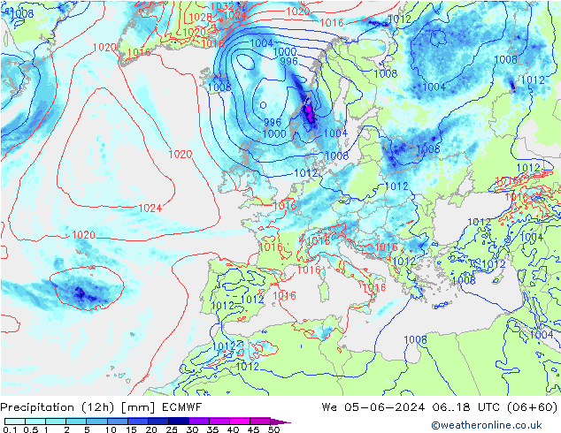 Yağış (12h) ECMWF Çar 05.06.2024 18 UTC