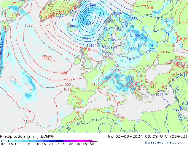 Precipitazione ECMWF lun 03.06.2024 09 UTC