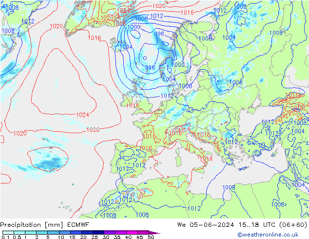Niederschlag ECMWF Mi 05.06.2024 18 UTC