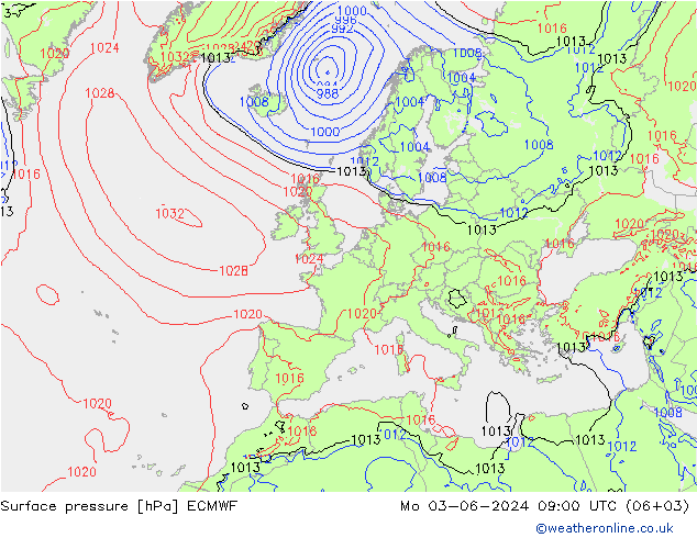 ciśnienie ECMWF pon. 03.06.2024 09 UTC