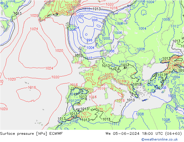 Surface pressure ECMWF We 05.06.2024 18 UTC