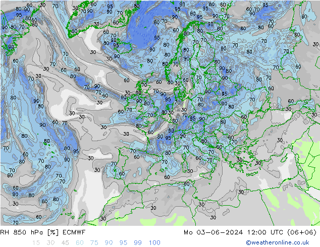 RH 850 hPa ECMWF Seg 03.06.2024 12 UTC