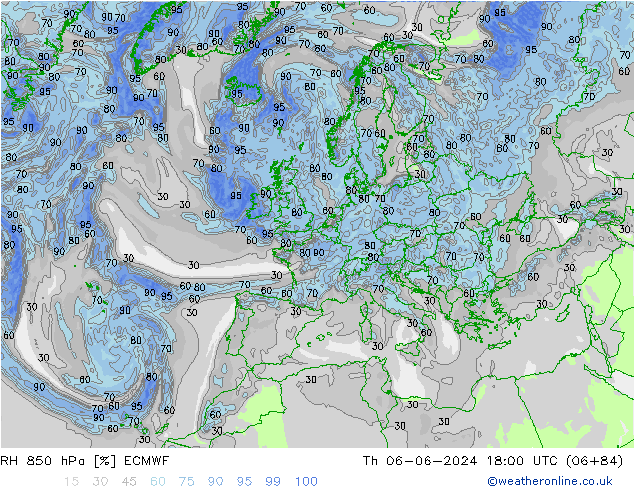 RH 850 hPa ECMWF Do 06.06.2024 18 UTC