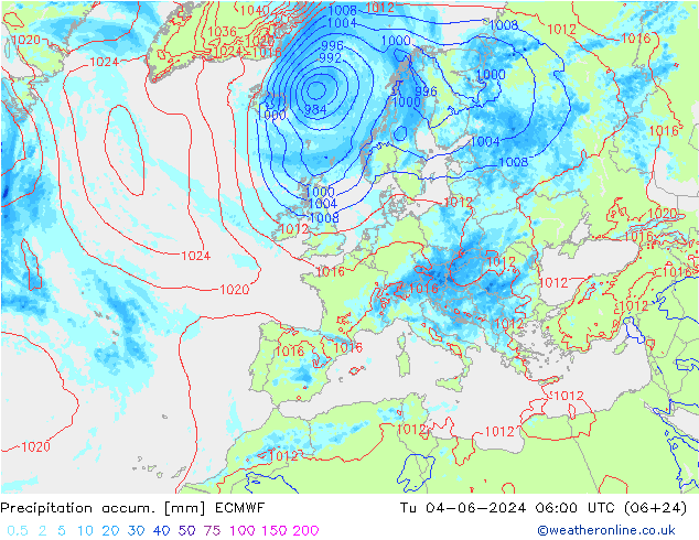 Precipitación acum. ECMWF mar 04.06.2024 06 UTC