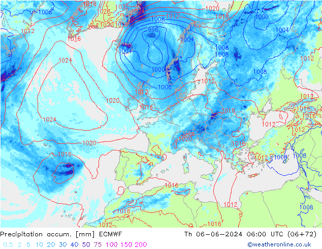 Totale neerslag ECMWF do 06.06.2024 06 UTC