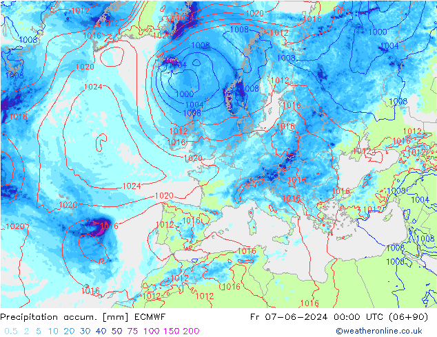 Toplam Yağış ECMWF Cu 07.06.2024 00 UTC