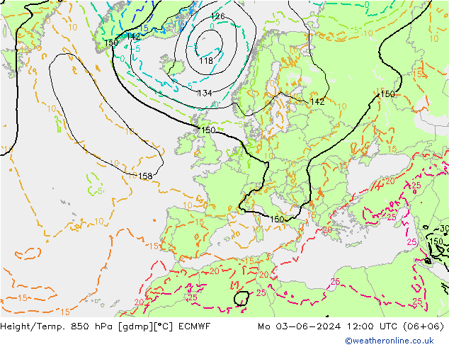 Z500/Rain (+SLP)/Z850 ECMWF Mo 03.06.2024 12 UTC