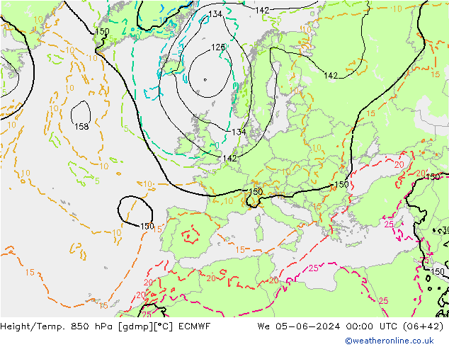 Z500/Rain (+SLP)/Z850 ECMWF St 05.06.2024 00 UTC