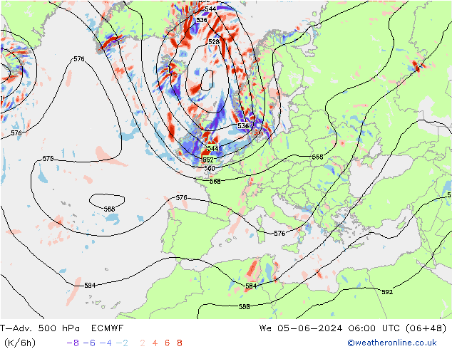 T-Adv. 500 hPa ECMWF Çar 05.06.2024 06 UTC