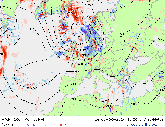 T-Adv. 500 hPa ECMWF We 05.06.2024 18 UTC