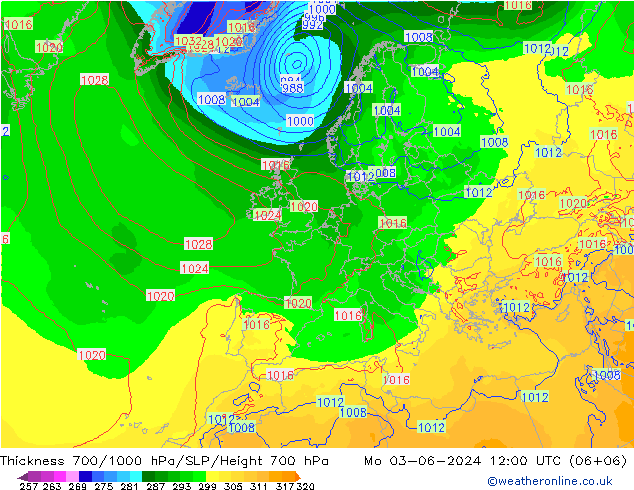 Thck 700-1000 hPa ECMWF Po 03.06.2024 12 UTC