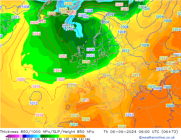 Thck 850-1000 hPa ECMWF Th 06.06.2024 06 UTC