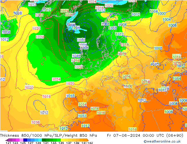 Thck 850-1000 hPa ECMWF Pá 07.06.2024 00 UTC