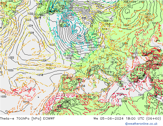 Theta-e 700hPa ECMWF Çar 05.06.2024 18 UTC