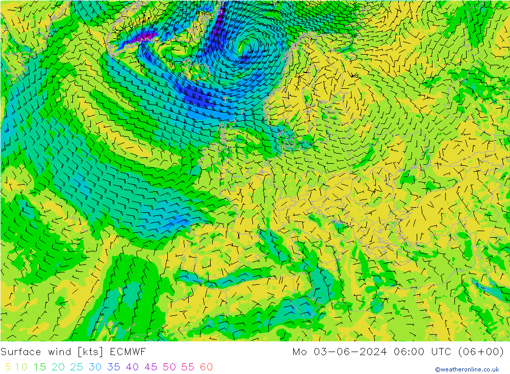 Viento 10 m ECMWF lun 03.06.2024 06 UTC