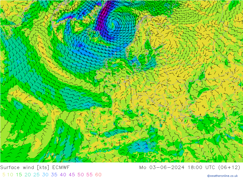 Vento 10 m ECMWF lun 03.06.2024 18 UTC