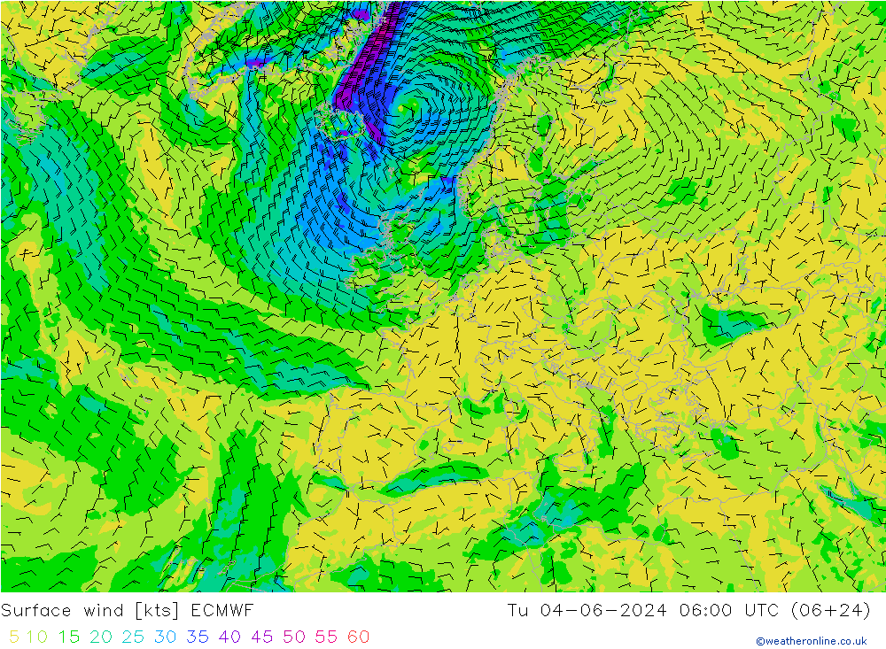 Viento 10 m ECMWF mar 04.06.2024 06 UTC