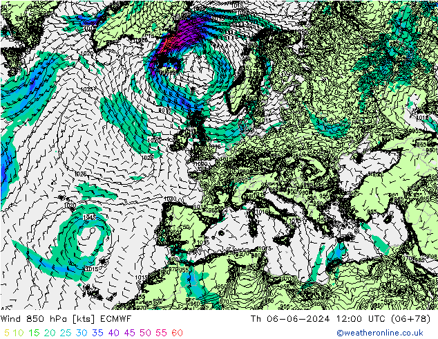 Wind 850 hPa ECMWF do 06.06.2024 12 UTC