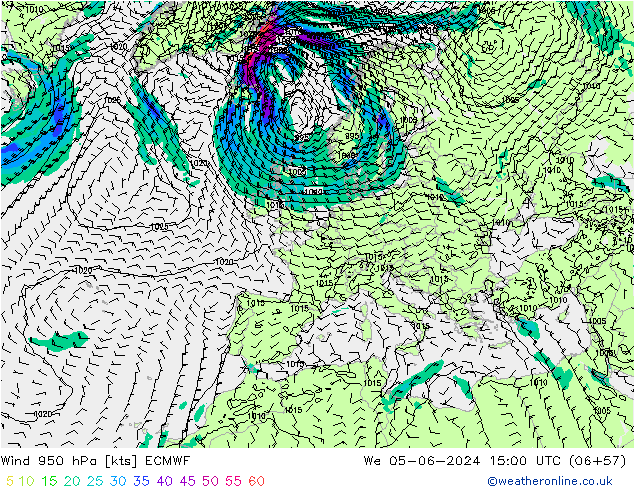 Wind 950 hPa ECMWF We 05.06.2024 15 UTC