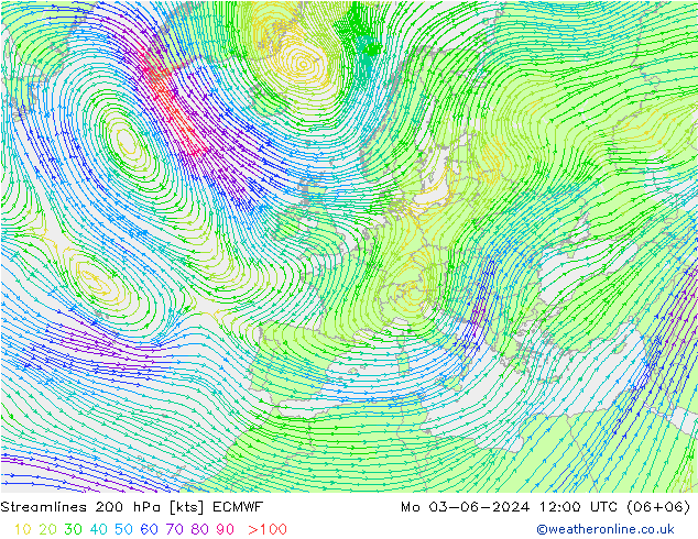 风 200 hPa ECMWF 星期一 03.06.2024 12 UTC