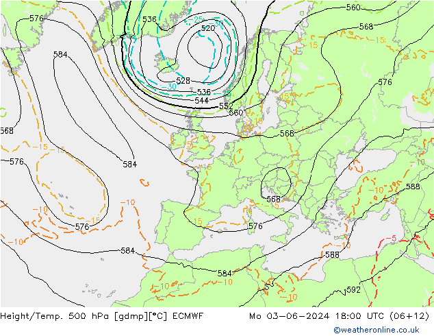 Z500/Rain (+SLP)/Z850 ECMWF  03.06.2024 18 UTC