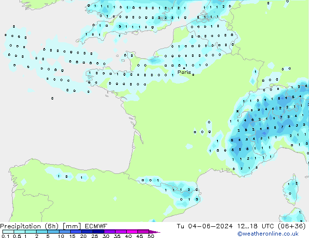 Z500/Rain (+SLP)/Z850 ECMWF Út 04.06.2024 18 UTC