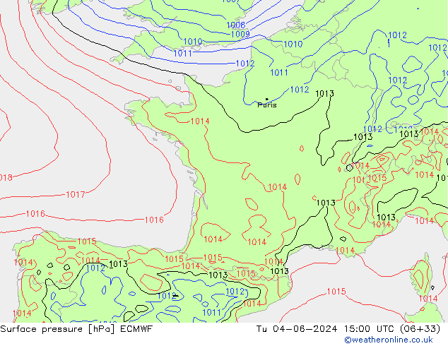 ciśnienie ECMWF wto. 04.06.2024 15 UTC