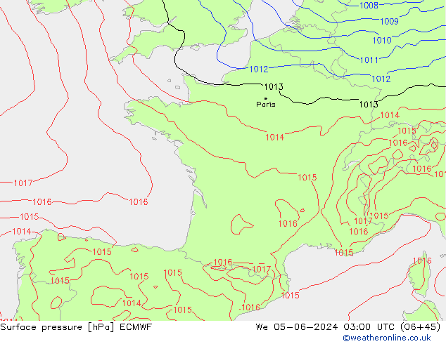приземное давление ECMWF ср 05.06.2024 03 UTC
