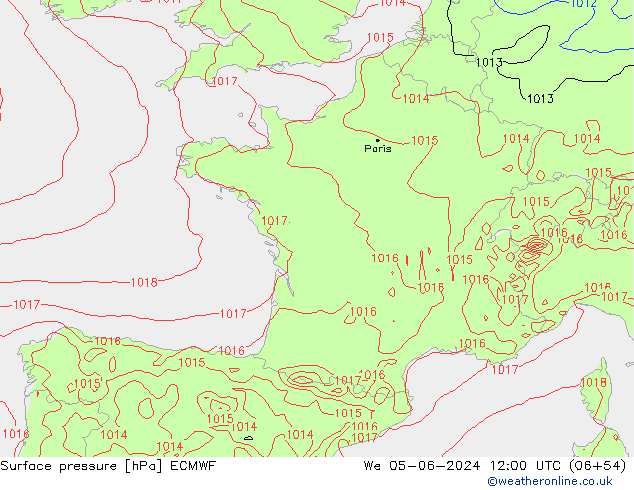 Bodendruck ECMWF Mi 05.06.2024 12 UTC