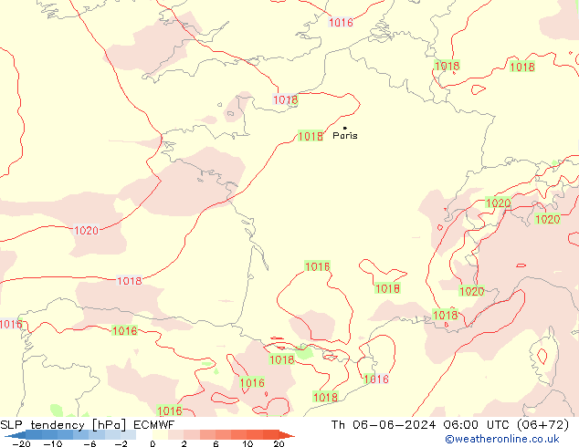 Drucktendenz ECMWF Do 06.06.2024 06 UTC