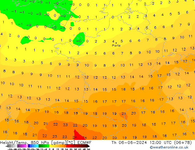 Z500/Rain (+SLP)/Z850 ECMWF Th 06.06.2024 12 UTC