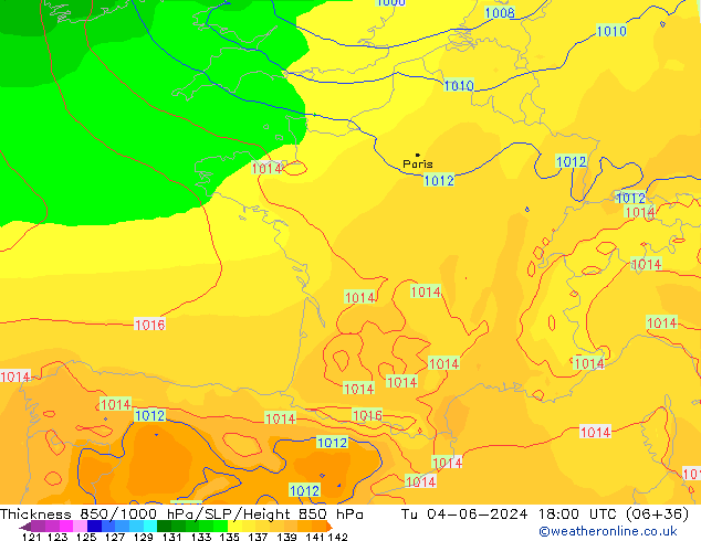 850-1000 hPa Kalınlığı ECMWF Sa 04.06.2024 18 UTC