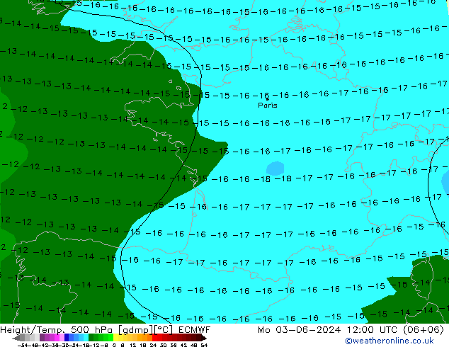 Z500/Rain (+SLP)/Z850 ECMWF Mo 03.06.2024 12 UTC