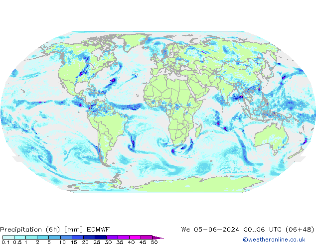 Precipitation (6h) ECMWF St 05.06.2024 06 UTC
